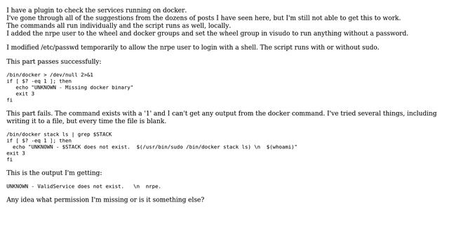 DevOps & SysAdmins: Nagios Docker Stack Plugin works locally but not remote смотреть онлайн