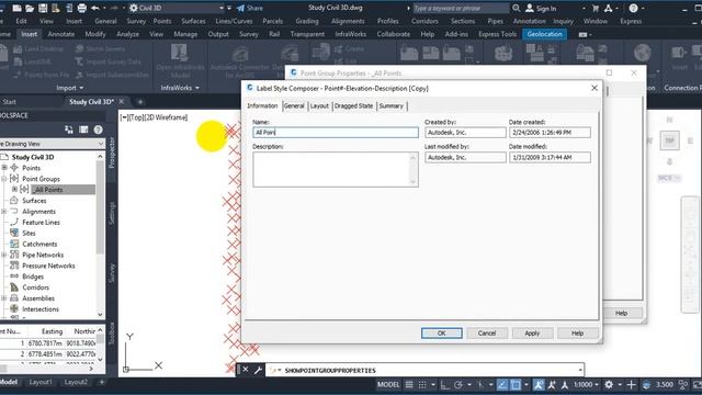 Edit Point and Edit Label Auto Desk Civil 3D 2022 #03 смотреть онлайн