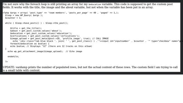 Wordpress: foreach loop still echoes array смотреть онлайн