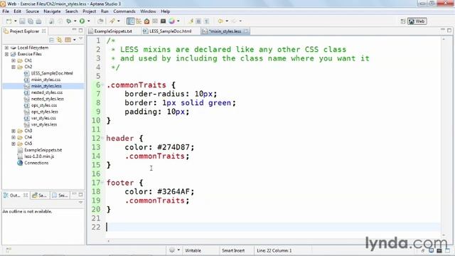 [Lynda.com] CSS с LESS и SASS - 09 - Работа с миксинами смотреть онлайн