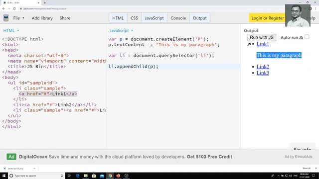 56. Creating, Inserting and Delete Elements in DOM using createElement, appendChild and removeChild смотреть онлайн