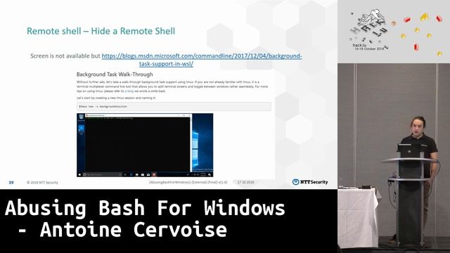 Hack.lu 2018: Abusing Bash For Windows - Antoine Cervoise смотреть онлайн