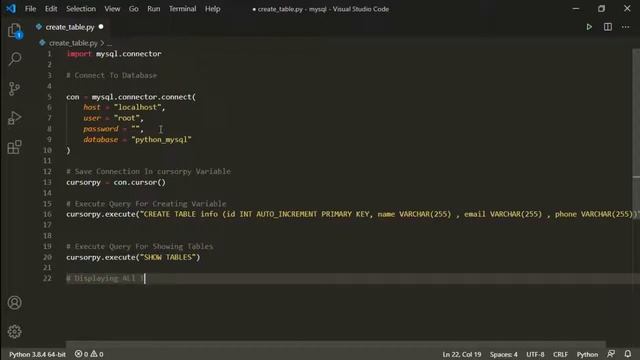 PYTHON MYSQL HOW TO CONNECT TO DATABASE AND SHOW / CREATE TABLES WITH PYTHON MYSQL CONNECTOR XAMPP смотреть онлайн