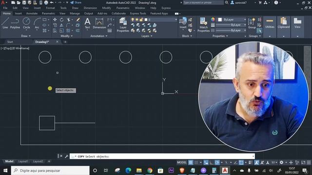 Curso AutoCAD 2022 - Comando Copy- (Aula4) смотреть онлайн