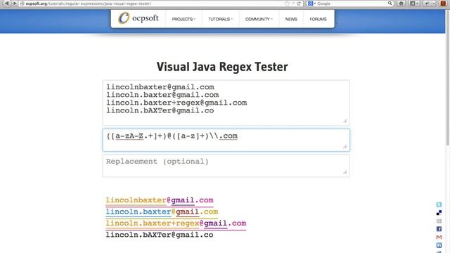 Visual Java Regex - Create a pattern to match an email address смотреть онлайн