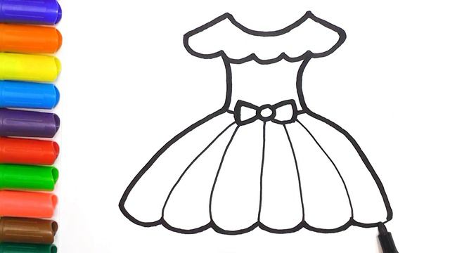 How to draw and color a rainbow dress / Easy drawings for kids смотреть онлайн