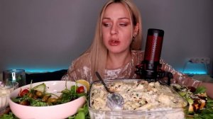 MUKBANG | Паста с креветками в сливочном соусе, салат | Pasta with shrimps in creamy sauce не ASMR