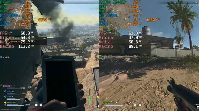 RX580 8GB Vs RX580 8GB 2048SP WARZONE 2.0 (Competitive Settings 1080p)