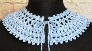 Вязание крючком:  Ажурный вязаный воротничок из хлопка для первоклашки
