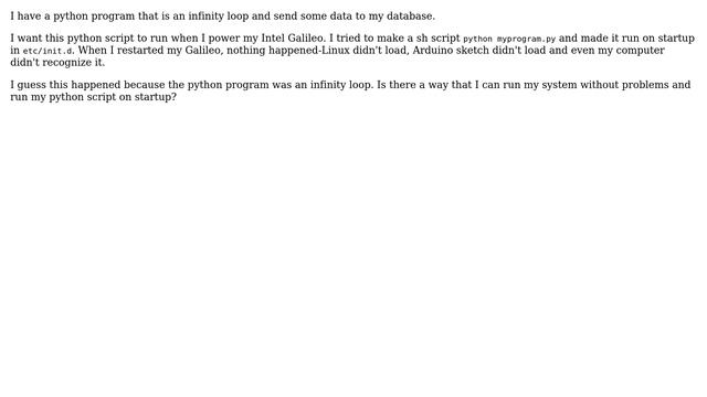 Run python program on startup in background on Intel Galileo смотреть онлайн