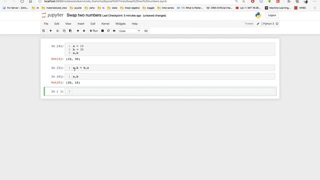 Swap two Numbers in Python | One line code | Python Tutorial in Tamil #23 смотреть онлайн