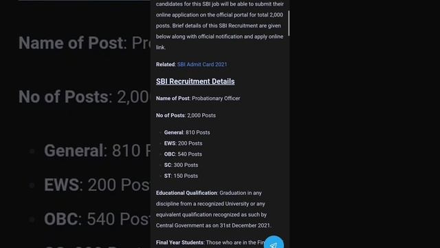 SBI PO Vacancy 2021 | Notification | Any degree | Full Details | Final year also can apply смотреть онлайн