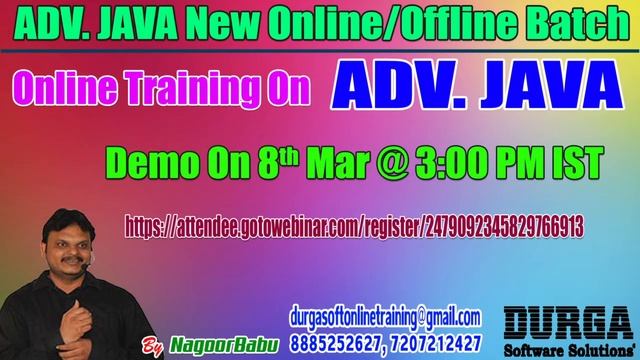 ADV. JAVA Online Training in DURGASOFT смотреть онлайн