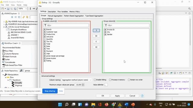 Group-by and Row filter NODE in KNIME смотреть онлайн