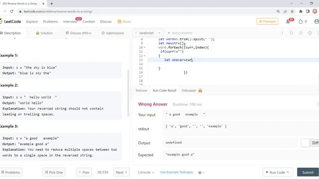 Reverse Words in a String Javascript смотреть онлайн