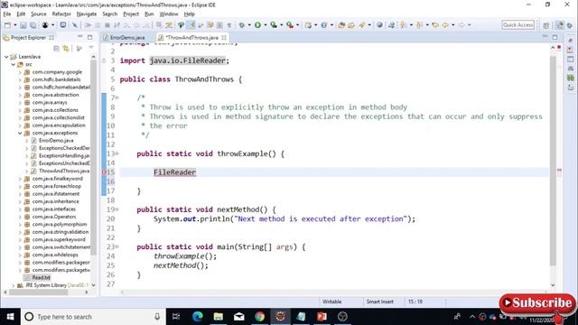 Throw and Throws in Java - Exception handling смотреть онлайн
