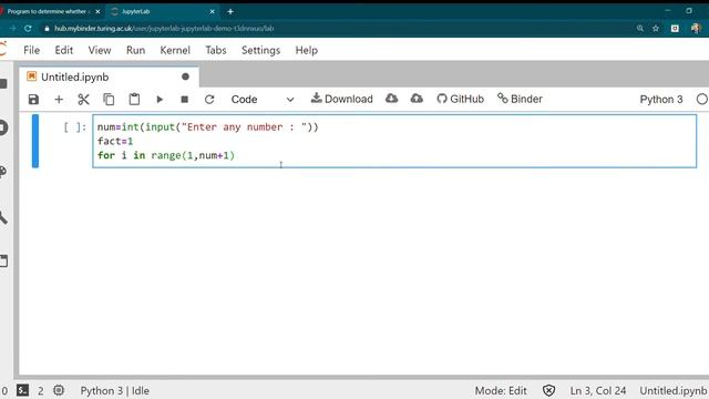 factorial program in python смотреть онлайн