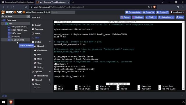 Proxmox Email Notification Configuration