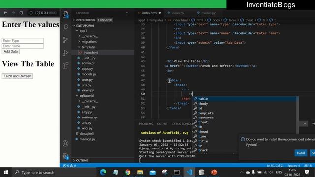Display SQLite3 Model as HTML Table | Python Django смотреть онлайн