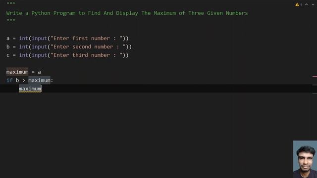 Write a Python Program to Find And Display The Maximum of Three Given Numbers смотреть онлайн