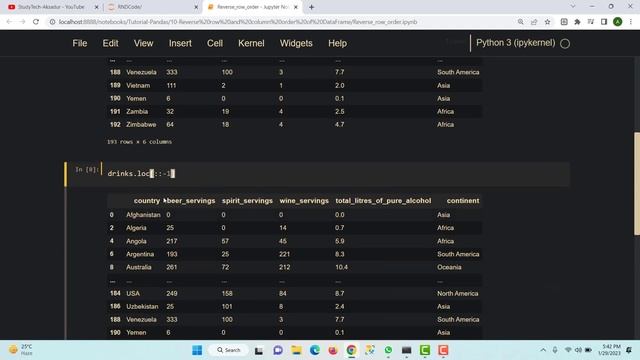 Python Pandas Tutorial 10 : How to reverse row and column order of a DataFrame | Aksadur | Bangla смотреть онлайн