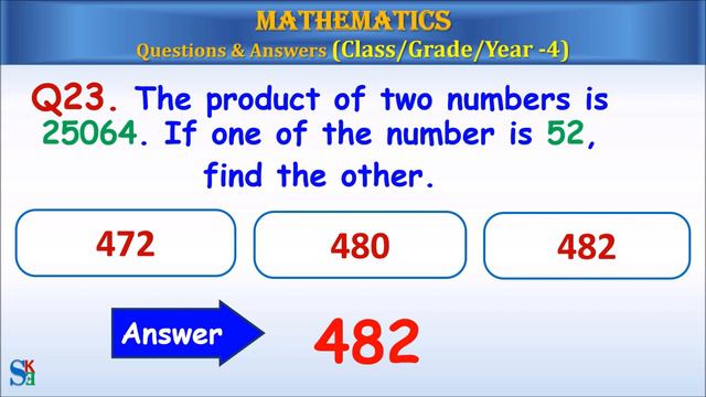 Maths question and answer for class 4[Maths quiz CBSE 2021 & ICSE 2021] смотреть онлайн