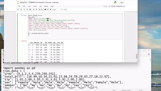 read python dictionary using jupyter notebook with pandas dataframe смотреть онлайн