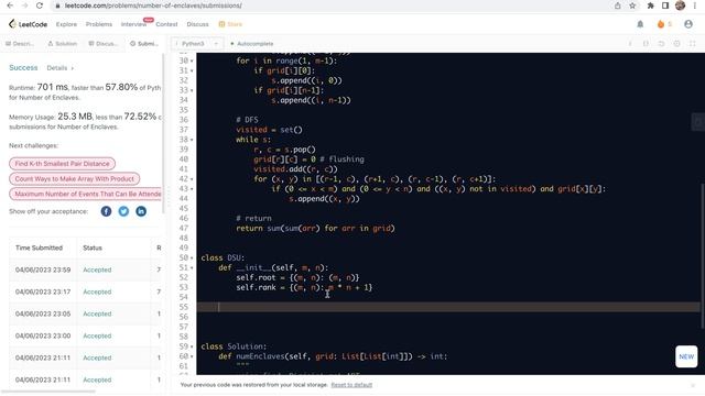 leetcode 1020. Number of Enclaves - 2 solutions: traversal, and union-find смотреть онлайн