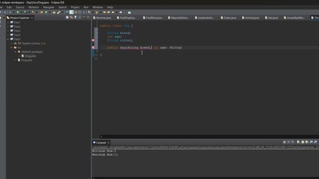 java program in that create a class Dog, that has 3 properties (class fields) breed, age and color. смотреть онлайн