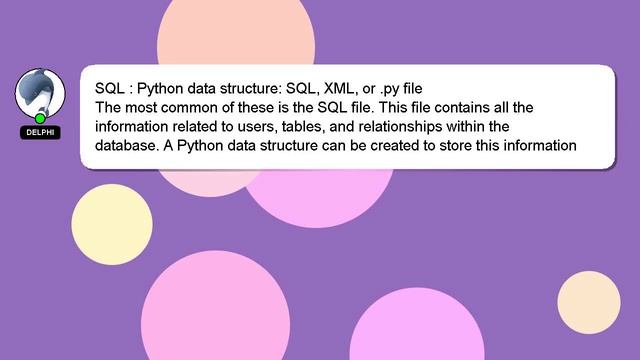 SQL : Python data structure: SQL, XML, or .py file смотреть онлайн