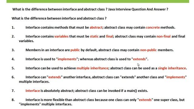 Difference Between Interface And Abstract Class in Java смотреть онлайн