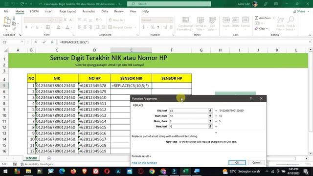 Cara Sensor Digit Terakhir Nik Atau Nomor Hp Di Excel смотреть онлайн