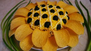 Салат ПОДСОЛНУХ Слоеный салат с курицей и грибами ПОНРАВИТСЯ ВСЕМ!!!