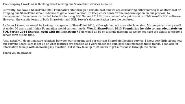 Sharepoint: Possible to Install Any Version of SharePoint Using SQL Server 2014 Express? смотреть онлайн