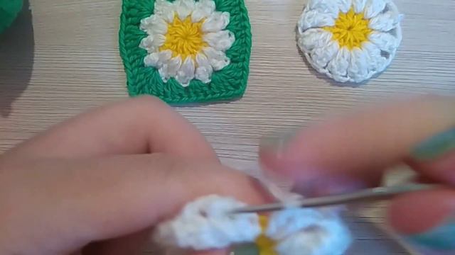 КВАДРАТНЫЙ МОТИВ "РОМАШКА"/crochet square motif daisy смотреть онлайн