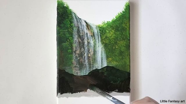 폭포 풍경을 쉽게 그리는 방법 / 그림 초보자를 위한 아크릴화 смотреть онлайн