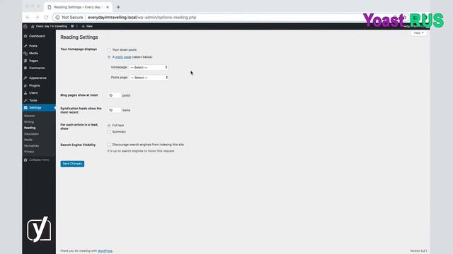 Настройки записей и чтения WordPress смотреть онлайн