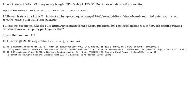Unix & Linux: Realtek RTL8822BE does not work in debian-9 смотреть онлайн