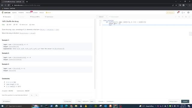 Python Leetcode 1470 Shuffle the Array смотреть онлайн