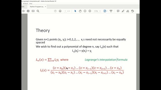 III 4 2 Python Program for Lagranges interpolation смотреть онлайн