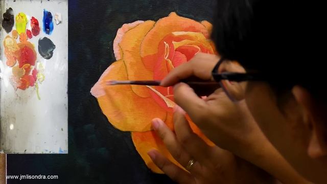 Tutorial : How to Paint Orange Rose in Acrylics / JMLisondra смотреть онлайн