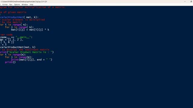 Python program to do scalar multiplication of a matrix смотреть онлайн