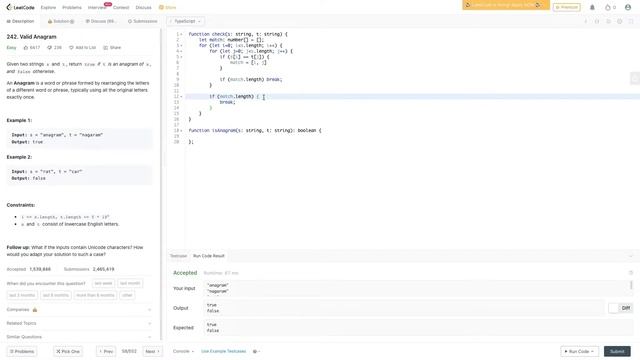 Got Runtime Error For Anagram Problem, Why? - Typescript Challenge - Leetcode problem 006 смотреть онлайн