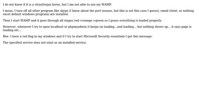 WAMP loaded (green icon), but keep loading localhost or localhost/phpmyadmin without any success смотреть онлайн