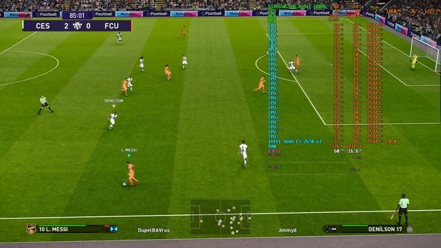 Тест Intel Xeon E5 2670 V3 + GTX1650 4Gb + HUANANZHI GAMING 8M F. Стрим через GPU. С Vsync. PES21.