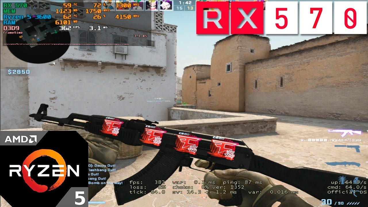 CS:GO : RX 570 8GB + Ryzen 5 3600 смотреть онлайн