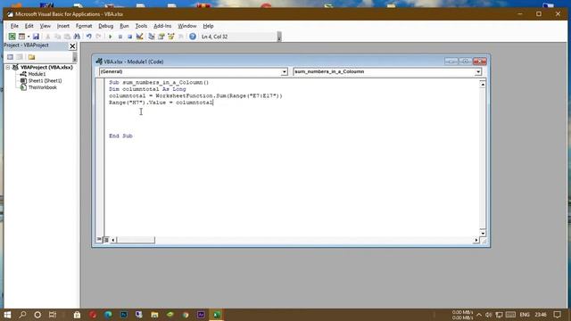 Learn VBA Code To Sum Column Total E in MS Excel Bangla смотреть онлайн
