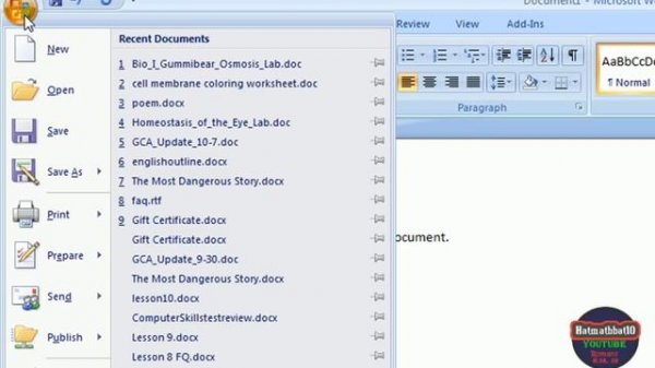 Converting A Word Document to PDF Format (Office 2007)