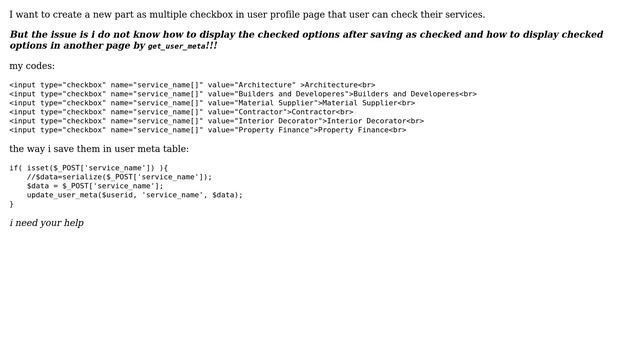 Wordpress: How to save multiple checkbox in usermeta and get it? смотреть онлайн