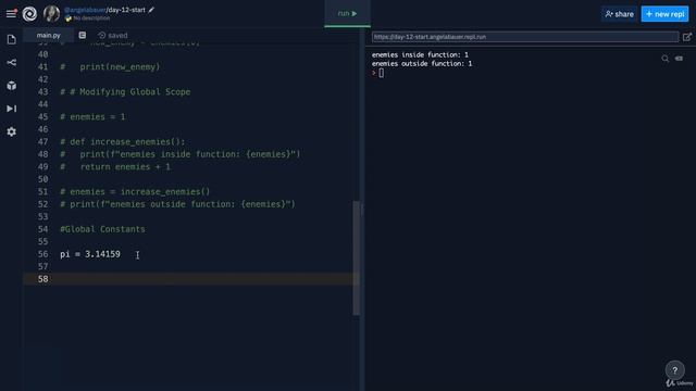 Python Constants and Global Scope | 100 Days of Code: The Complete Python Pro Bootcamp for 2022 смотреть онлайн